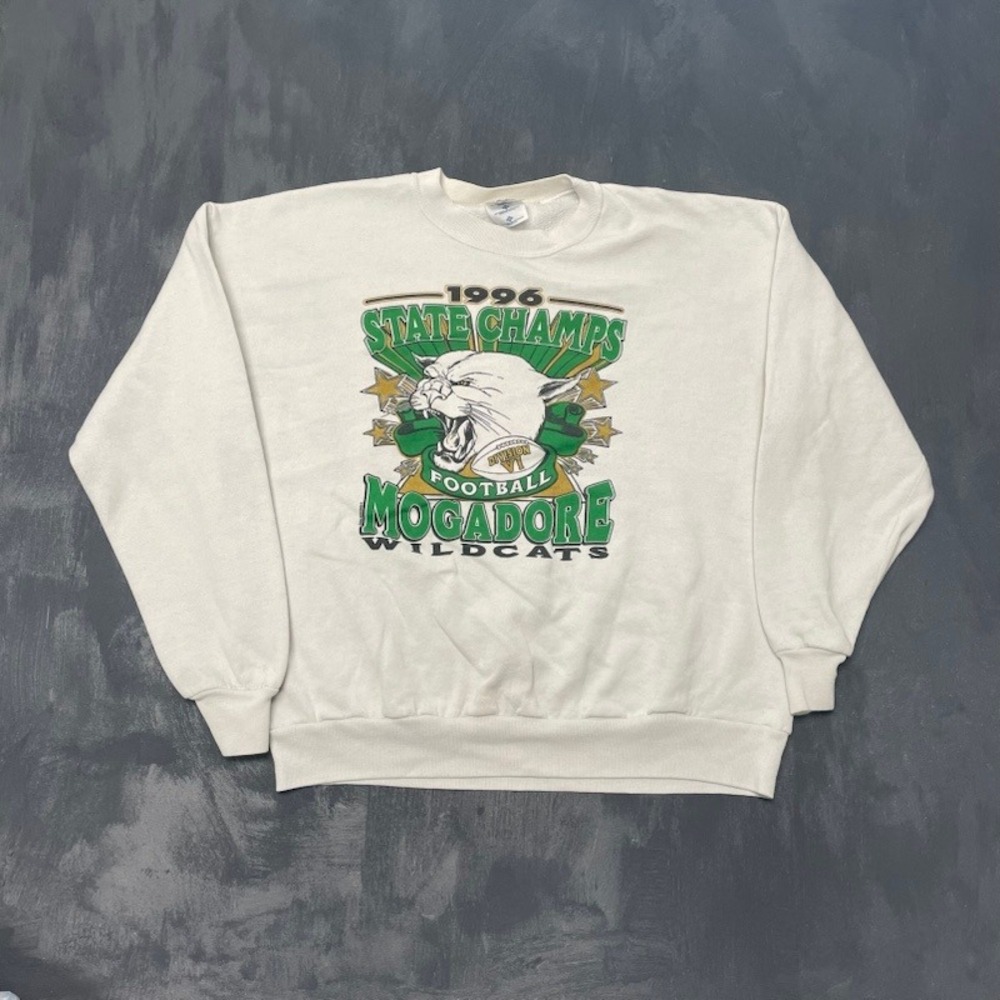 Vintage Mogadore wildcats Sweatshirt XL White 1996 Football Jerzees
